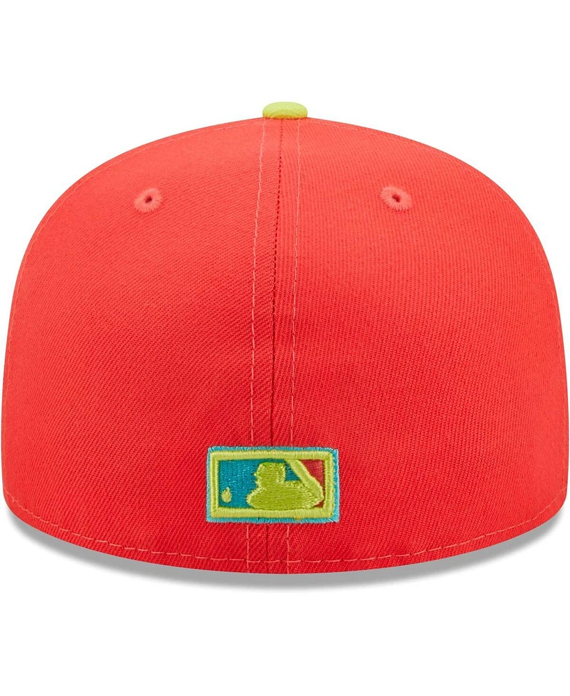 Men's New Era Red and Neon Green Chicago White Sox Lava Highlighter Combo 59FIFTY Fitted Hat