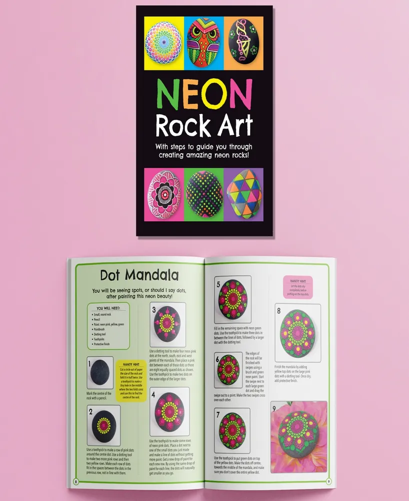 The Complete Neon Rock Art Kit Diy Rock Painting For Kids, Rocks, Brushes, Paint, Stencils included 19 Easy-To-Follow Projects