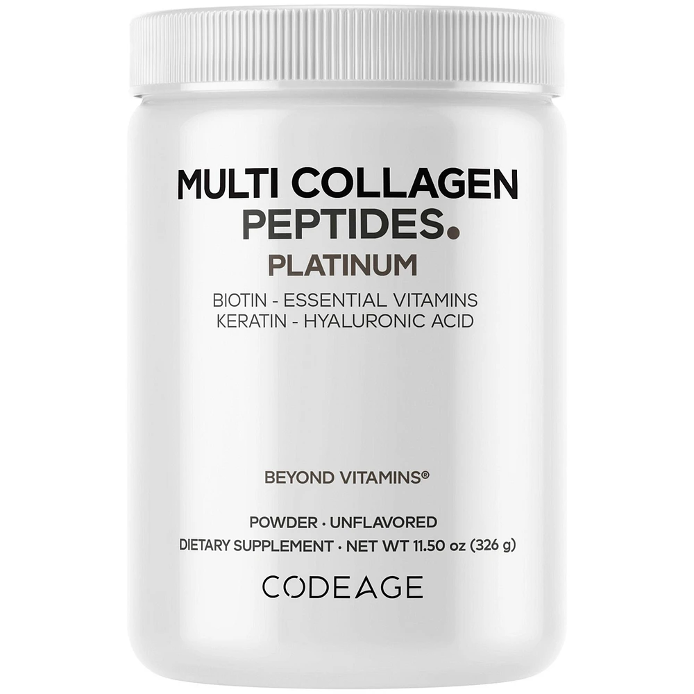 Codeage Multi Collagen for Women & Men Biotin 10000mcg Keratin, Protein Powder Vitamin C B6 D3, Hyaluronic Acid, Niacin