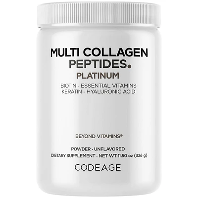 Codeage Multi Collagen for Women & Men Biotin 10000mcg Keratin, Protein Powder Vitamin C B6 D3, Hyaluronic Acid, Niacin