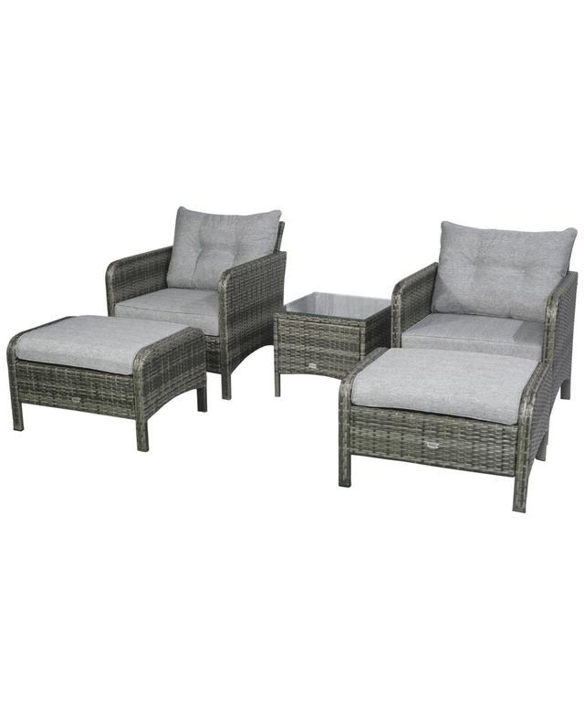 Outsunny 5pcs Outdoor Patio Furniture Set All Weather Wicker Conversation Set
