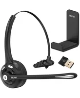 Delton Wireless Computer Headset with Usb Dongle and Hook, Bluetooth Headset with Noise Canceling Mic, 15 Hrs talk time, Wireless Headset for Computer