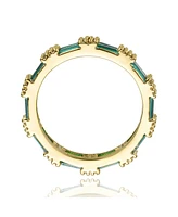 Ra 14k Yellow Gold Plated with Green & Cubic Zirconia Band Eternity Ring