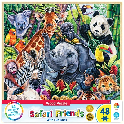 Masterpieces Wood Fun Facts Safari Friends 48 Piece Wood Jigsaw Puzzle