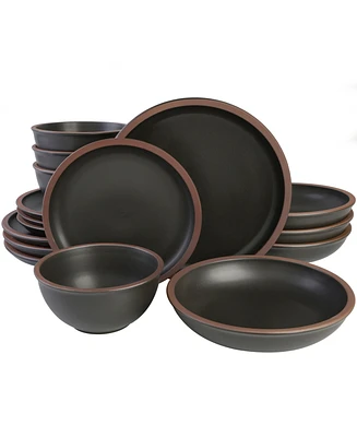 Gibson Elite Lagos Double Bowl-16 Piece Dinnerware Set, Service for 4