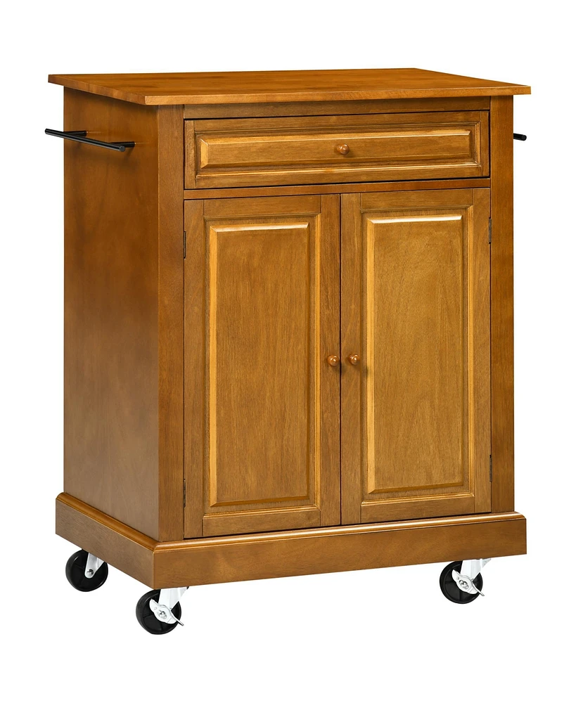 Homcom Kitchen Island on Wheels, Utility Cart with 2 Towel Racks,