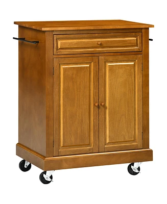Homcom Kitchen Island on Wheels, Utility Cart with 2 Towel Racks,