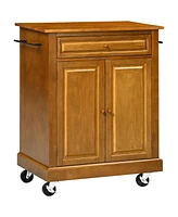 Homcom Kitchen Island on Wheels, Utility Cart with 2 Towel Racks,