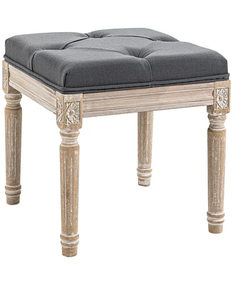 Homcom 15.75" Foot Stool Ottoman Bench Footrest w/ Button Tufted Seat,
