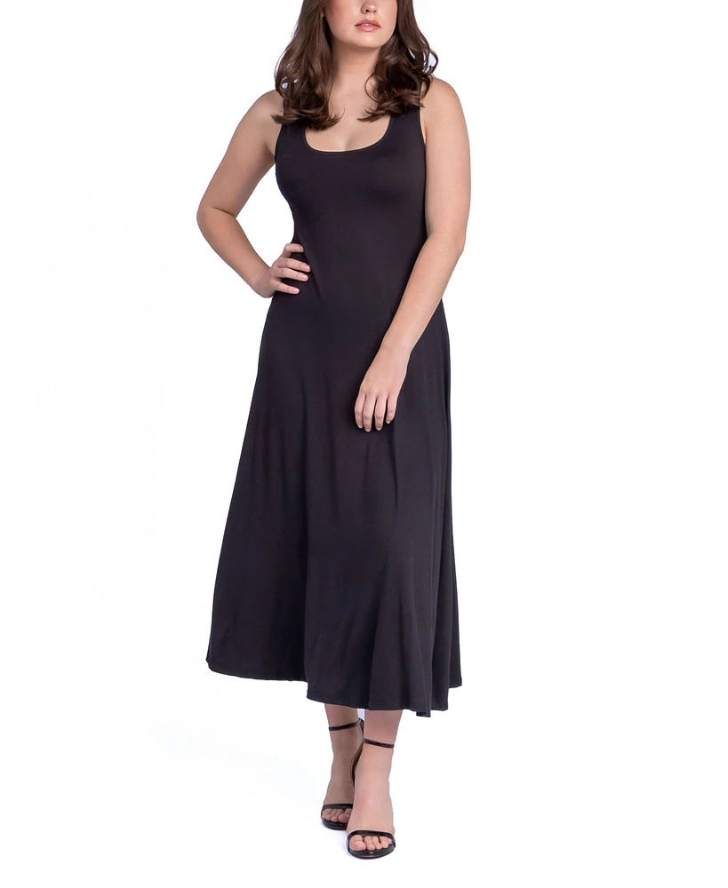 24seven Comfort Apparel Women's Relaxed Sleeveless Tunic A-Line Long Dress
