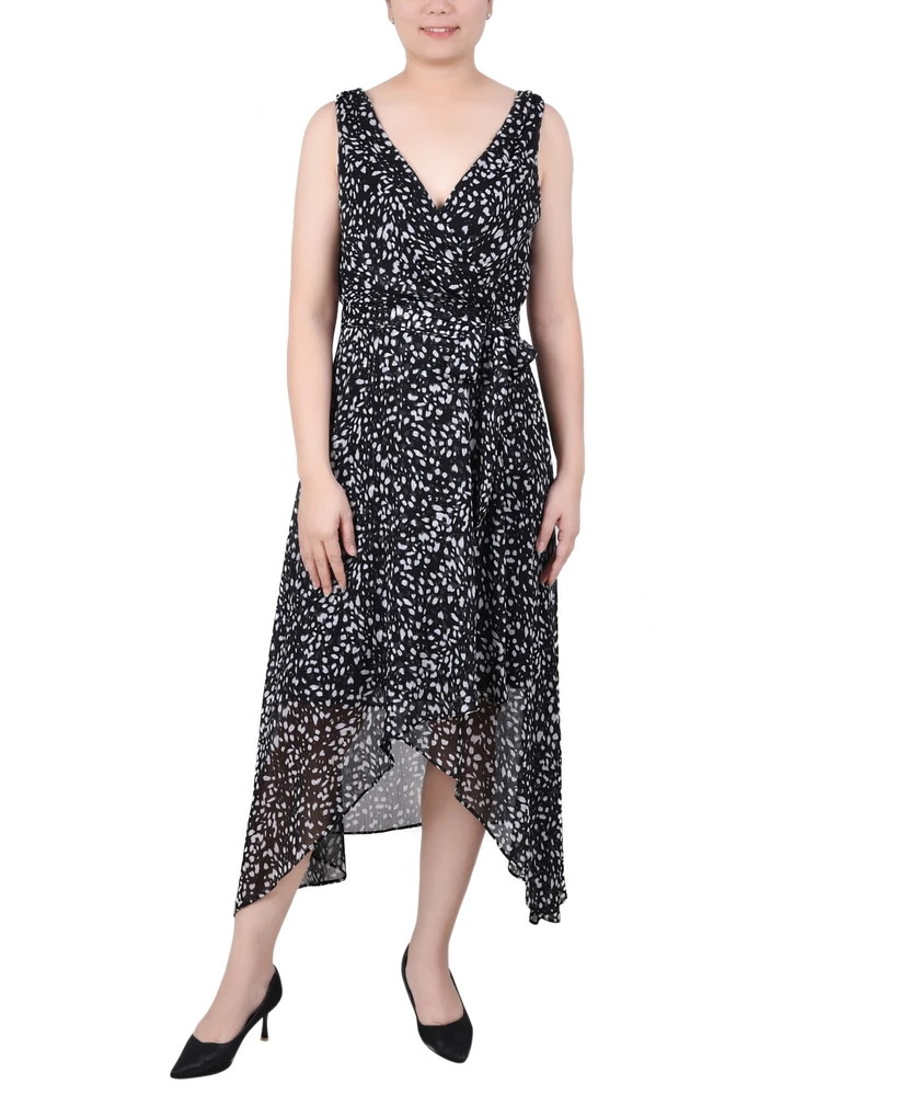 Ny Collection Petite Sleeveless Wrap Chiffon Dress