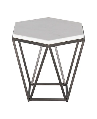 Steve Silver Corvus 24" Hexagonal Shape Marble Top End Table