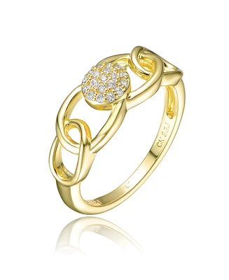 Ra 14K Gold Plated Clear Cubic Zirconia Linking Ring