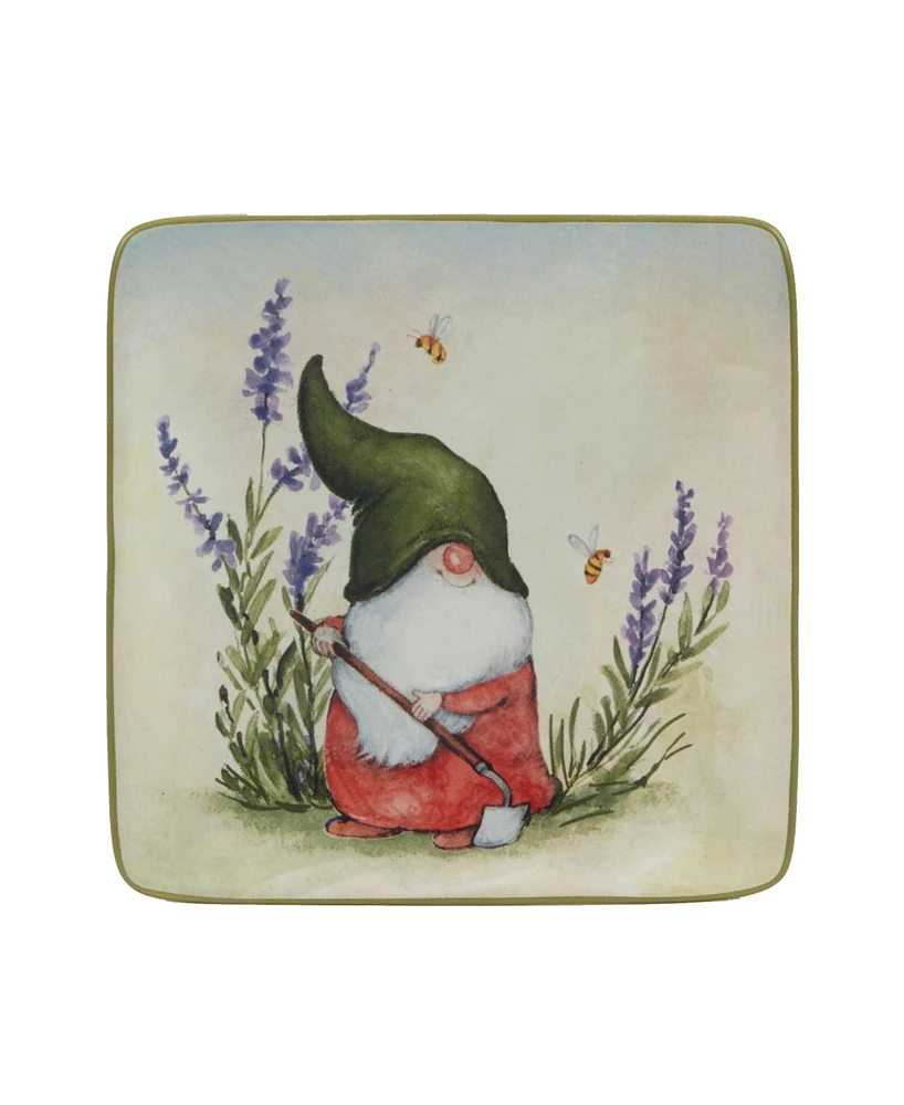 Certified International Garden Gnomes Set of 4 Canape Plates 6"