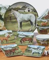 Certified International York Stables Set of 4 Canape Plates 6"