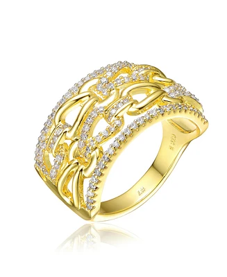 Ra 14K Gold Plated Clear Cubic Zirconia linked Cocktails Ring