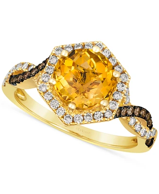 Le Vian Cinnamon Citrine (1-7/8 ct. t.w.) & Diamond (3/8 ct. t.w.) Halo Twist Ring in 14k Gold