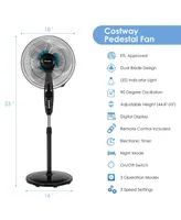 16'' Adjustable Oscillating Pedestal Fan Dual Blades w/Remote Control