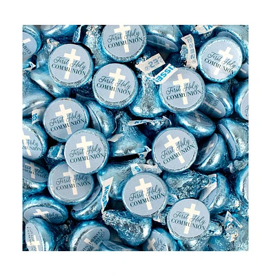 Just Candy Boy First Holy Communion Candy Hershey's Kisses Milk Chocolate, 90 Pieces
