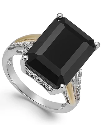 Onyx (10-1/2 ct. t.w.) and Diamond Accent Ring Sterling Silver 14k Gold