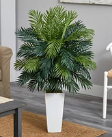 Nearly Natural 45" Areca Palm Artificial Plant in White Tower Planter