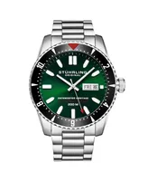 Stuhrling Men's Aquadiver Silver-tone Stainless Steel , Two-Tone Dial , 51mm Round Watch
