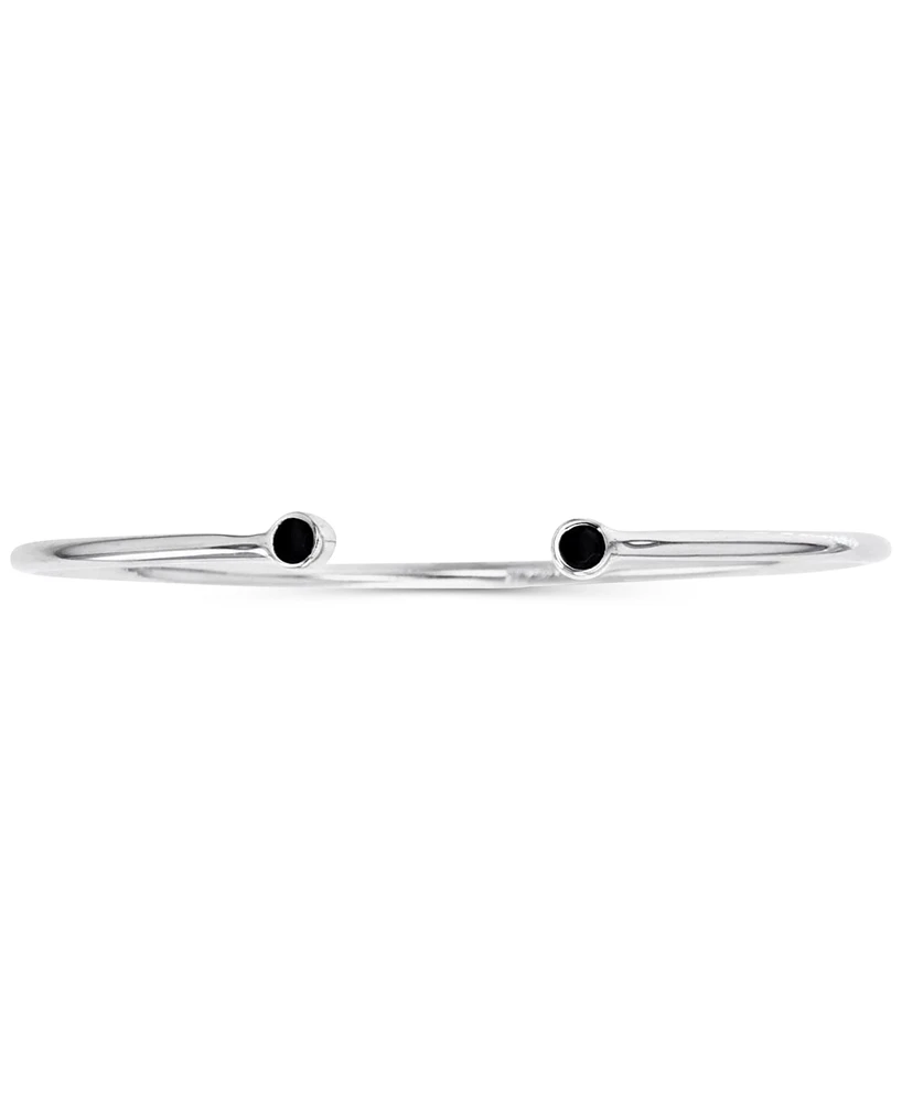 Black Spinel Cuff Bracelet in Sterling Silver