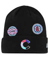 Men's New Era Black Chicago Cubs Polar Lights Cuffed Knit Hat