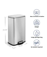 8 Gal./30 Liter Rectangular Stainless Steel step-on Trash Can for kitchen