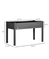 Outsunny 48" Raised Garden Bed Elevated Wooden Planter Box with Holes,
