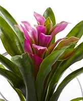 Nearly Natural 8" Tropical Bromeliad Angled Vase Artificial Arrangement