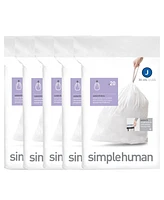 simplehuman Code J 100pk Custom Fit Liners with 5 Quick Dispense Packs, 30-45L Kitchen Trash Bag Liners