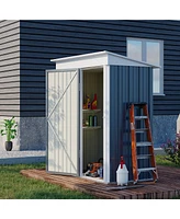Outsunny 5' x 3' Metal Outdoor Storage Shed with Lockable Doors, Dark