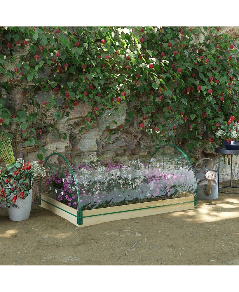 Outsunny Raised Garden Bed with house Pvc Cover, 4' x 3' x 2', Natural