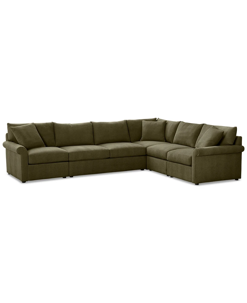 Closeout! Wrenley 137" 5-Pc. Fabric L-Shape Modular Sectional Sofa, Created for Macy's