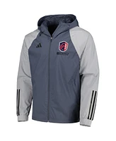 Men's adidas Charcoal St. Louis City Sc All-Weather Raglan Hoodie Full-Zip Jacket