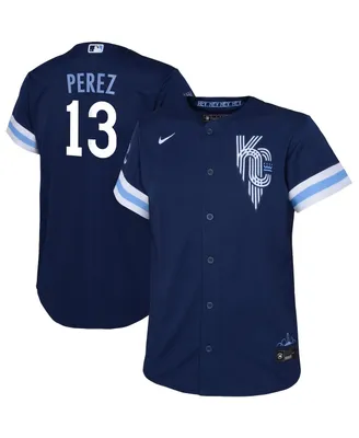 Toddler Boys and Girls Nike Salvador Perez Navy Kansas City Royals City Connect Replica Player Jersey