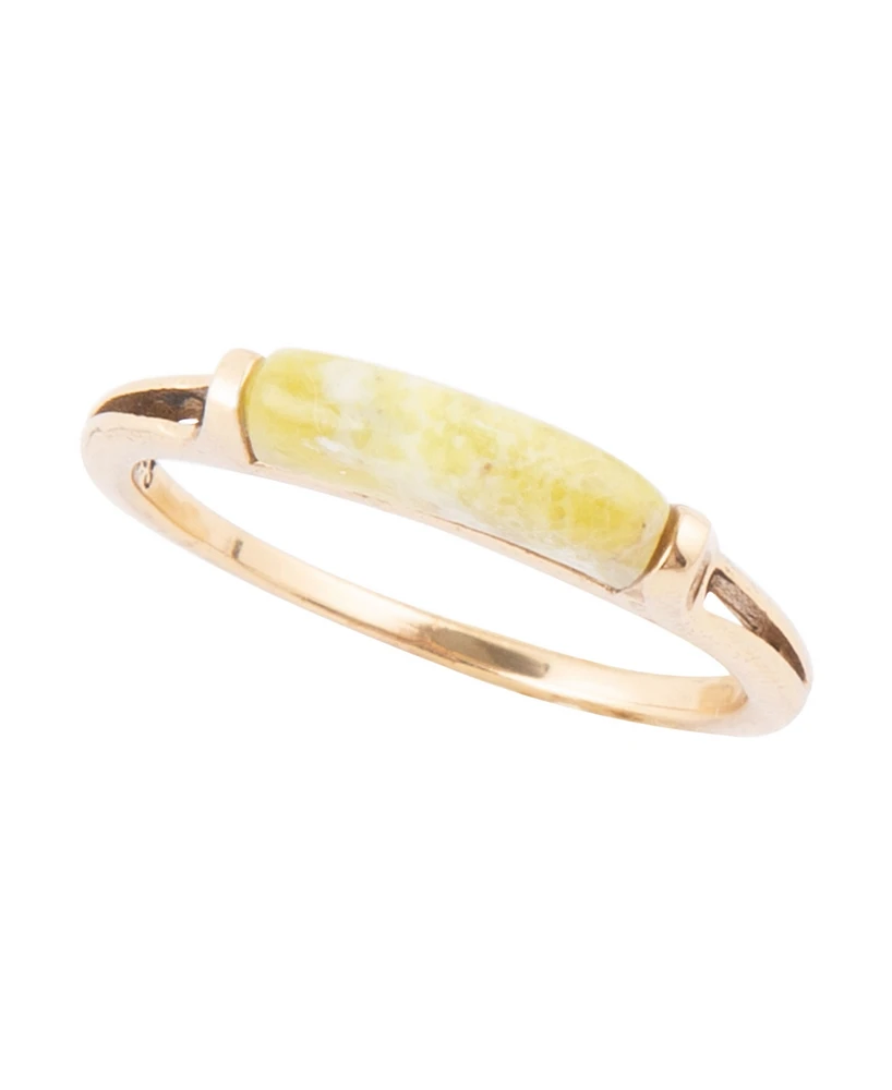 Barse Bar None Bronze and Genuine Green Jasper Ring
