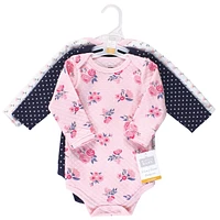 Hudson Baby Girls Quilted Long Sleeve Cotton Bodysuits