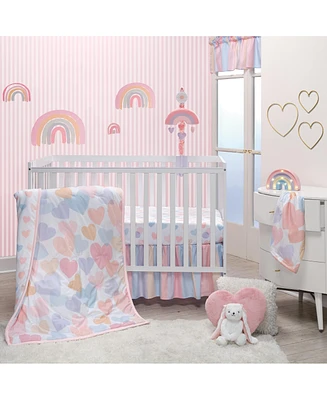 Bedtime Originals Rainbow Hearts Pink/Purple 3-Piece Baby Crib Bedding Set