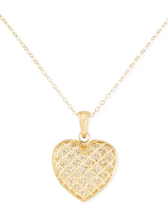 Textured Heart 18" Pendant Necklace in 10k Two-Tone Gold