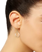 Textured Double Teardrop Leverback Drop Earrings in 10k Two-Tone Gold