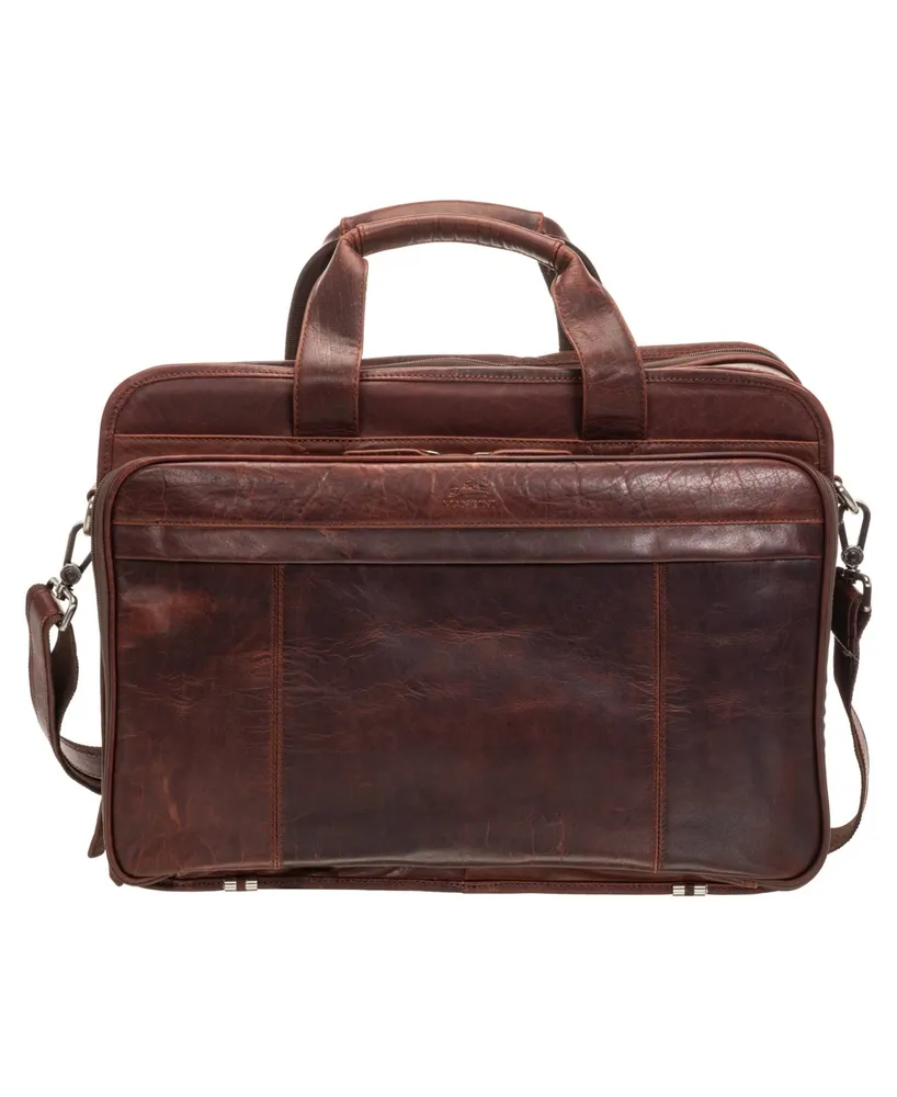Mancini Men's Buffalo Double Compartment Top Zipper 15.6" Laptop and Tablet Briefcase