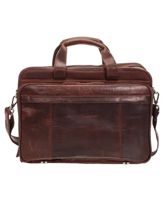Mancini Men's Buffalo Double Compartment Top Zipper 15.6" Laptop and Tablet Briefcase