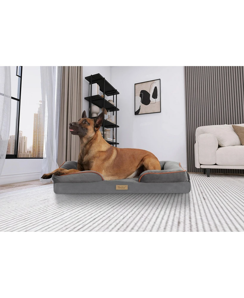 TailZzz Snuggle Pet Mattress | Large to Extra Large Pet Mattress | 2-in-1 Cool Gel Infused with High Density foam | Pet Mattress with Bumper | Anti-Sl