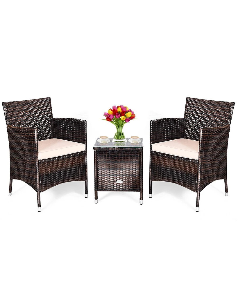 Outdoor 3 Pcs Pe Rattan Wicker Furniture Sets