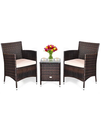 Outdoor 3 Pcs Pe Rattan Wicker Furniture Sets