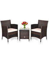 Outdoor 3 Pcs Pe Rattan Wicker Furniture Sets