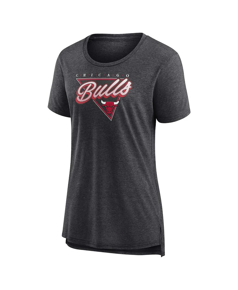 Women's Fanatics Heathered Charcoal Chicago Bulls True Classics Tri-Blend T-shirt