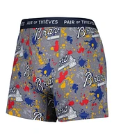 Men's Pair of Thieves Gray, Black Atlanta Braves Super Fit 2-Pack Boxer Briefs Set